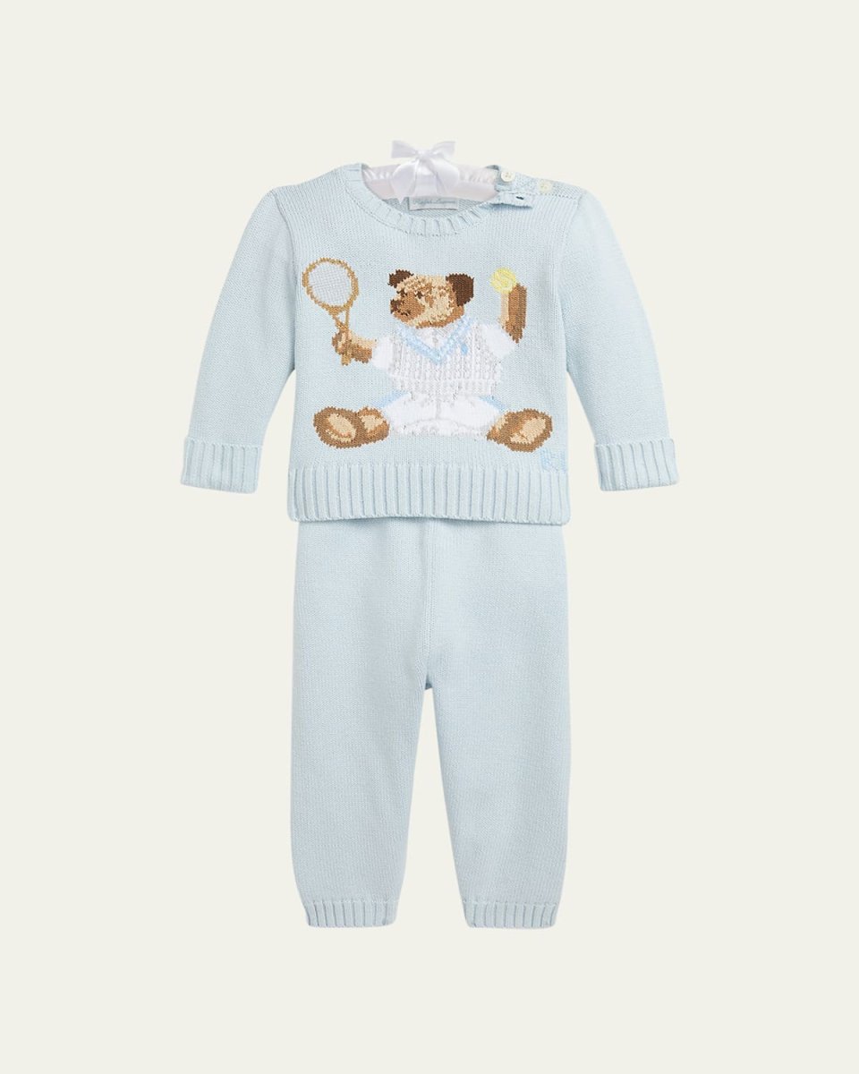 Boy's Tennis Bear Sweater and Pants Set, Size 3M-24